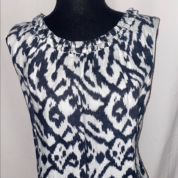 LOFT Gray and White Midi Dress Linen Lined with Cotton - Picture 2 of 10